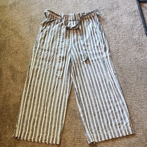 Marine Layer Striped Wide Leg Pants in Gray and White